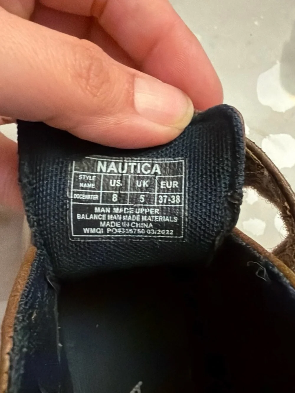 Nautica Brown Leather Kids Velcro Slip-On Sneakers